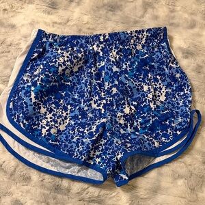 Nike Women's Blue and White Athletic Shorts